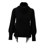 K-Design Trui Rolkraag met Franjes ZWART V852 K-Design Trui Rolkraag met Franjes ZWART V852